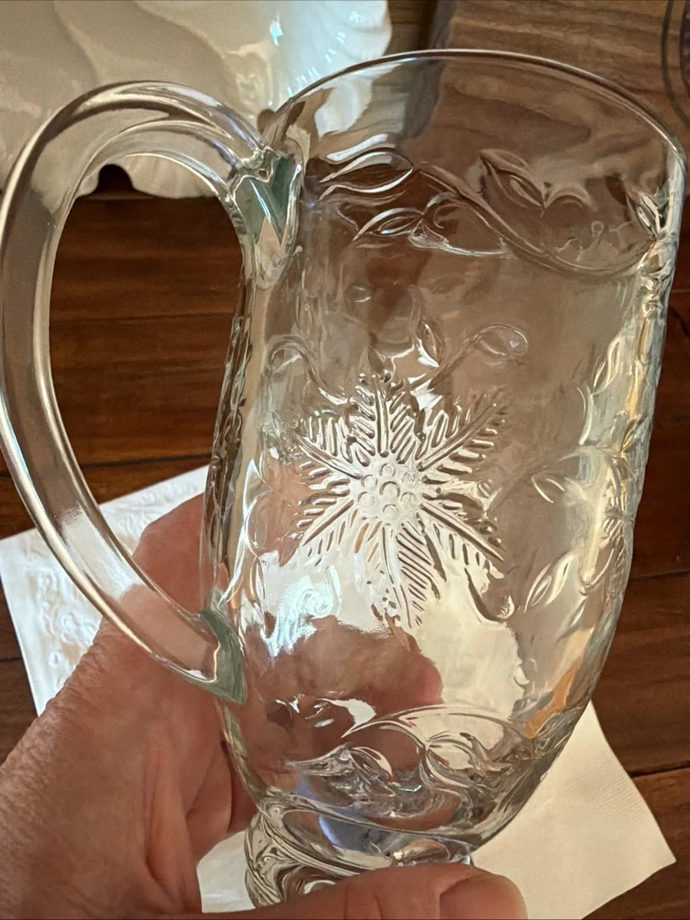 Princess House Fantasia Vintage Pressed Glass Mug with Floral Embossed Design